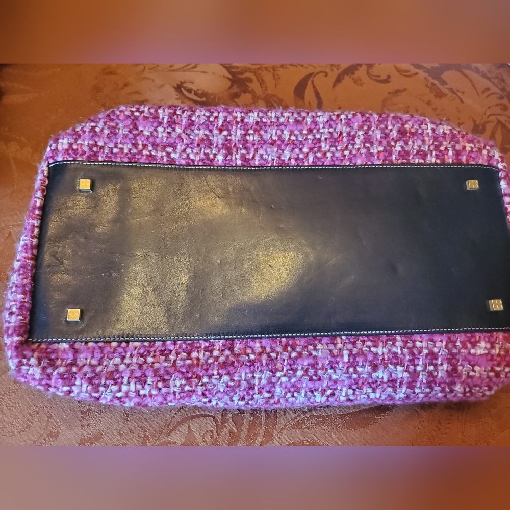 Kate Spade Pink Tweed with Black Leather Satchel Bag - Picture 5 of 15